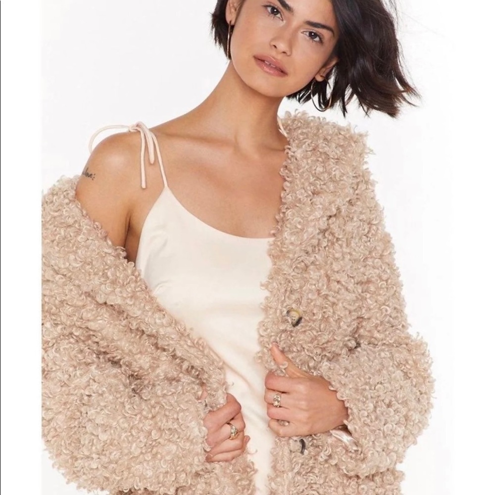 Nasty Gal Faux Fur Longline Coat Size 10 - Picture 2 of 8